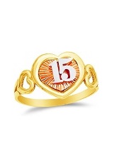 teensy-weensy 15 years heart three tone gold baby ring